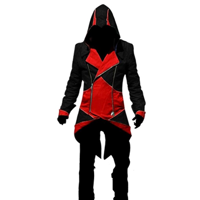 Ninja Assassin Creed Costume In Black And Red black-and-red-ninja-hoodie