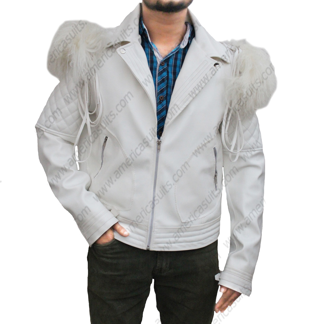 Rocketman Elton John White Leather Jacket Americasuits Com