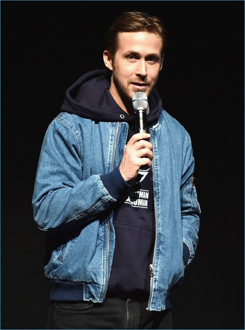 Ryan Gosling Blade Runner Jacket With Hood Ryan-Gosling-2049-Style-Denim-Bomber-Jacket