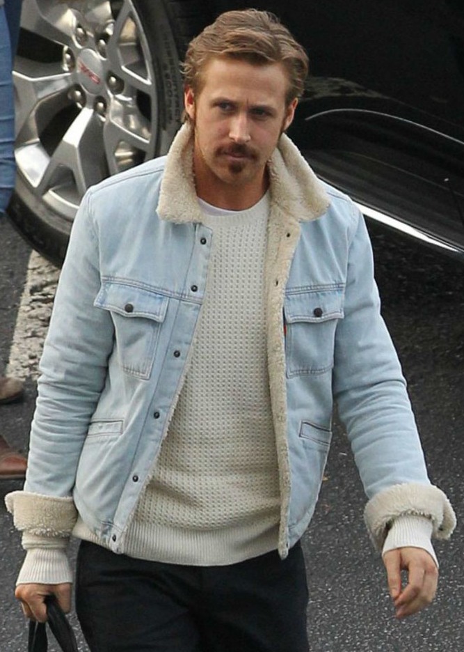 Ryan Gosling The Nice Guy Blue Shearling Jacket The-Nice-Guys-jacket