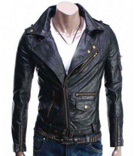 Men Slim Fit Biker Motorcycle Lambskin Leather Jacket Coat Outwear Jackets T1211 Men Slim Fit Biker Motorcycle Lambskin Leather Jacket Coat Outwear Jackets T1211