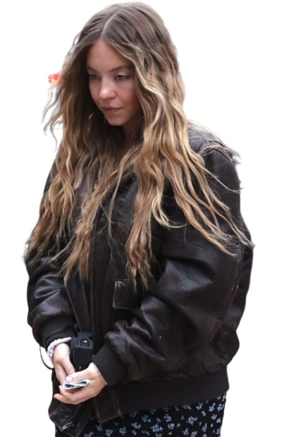 Sydney Sweeney BrownLeather Jacket