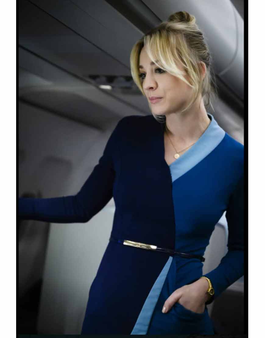 The-Flight-Attendant-Kaley-Blue-Wrap-Dress