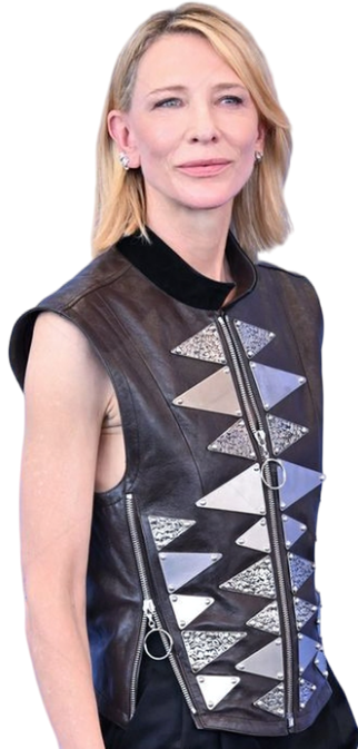 Cate Blanchett Black and Silver Vest