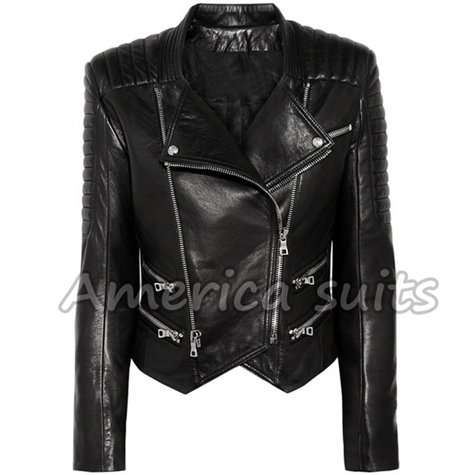 Women Black Biker Leather Jacket women-lambskin-black-biker-jacket
