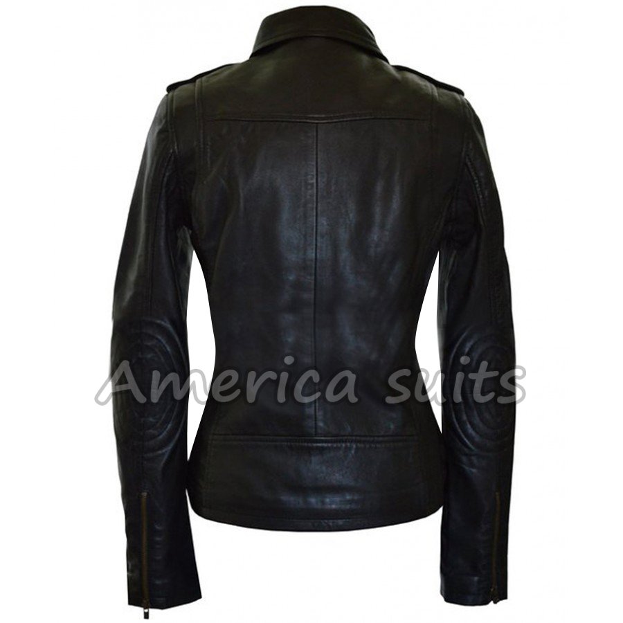 women black Leather motorcycle jacket