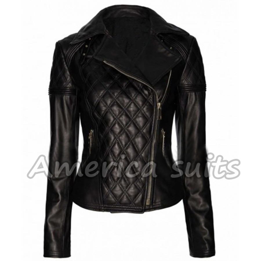 women black-quilted biker jacket women black-quilted biker jacket