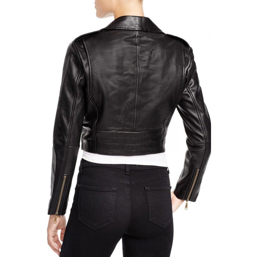 black cropped leather jacket