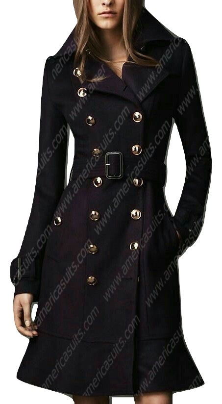 double breasted wool trench coat