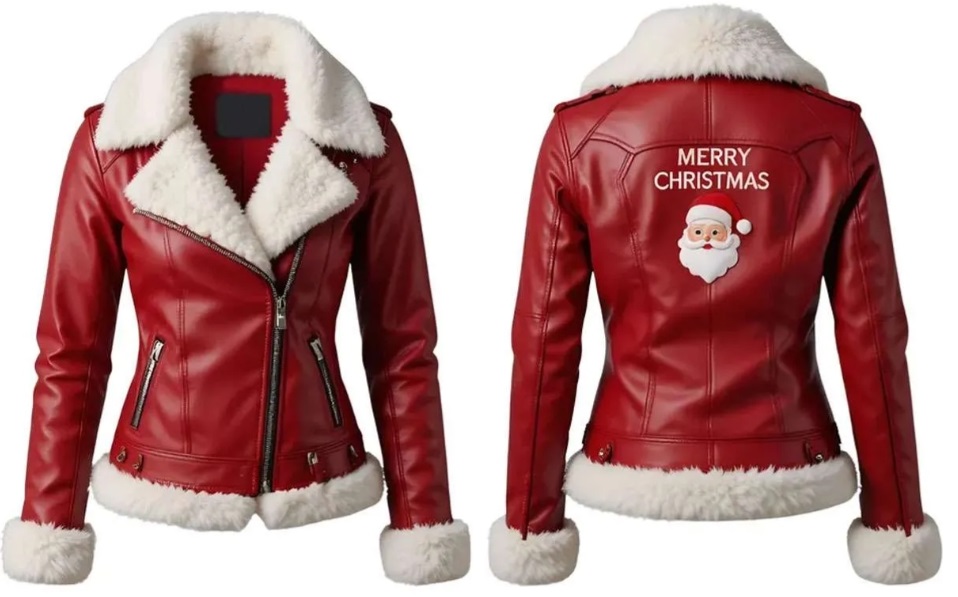 Women Red Christmas Shearling Jacket Women Red Christmas Shearling Jacket