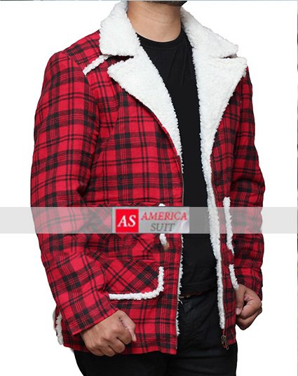 Denver Red Flannel Checkered Style Mens Fur Shearling Jacket Deadpool_Shearling_Detailed_Red_Checkered_Jacket__96660_zoom